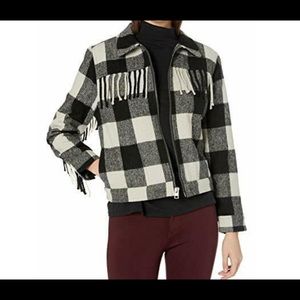 Lucky Brand plaid wool blend coat